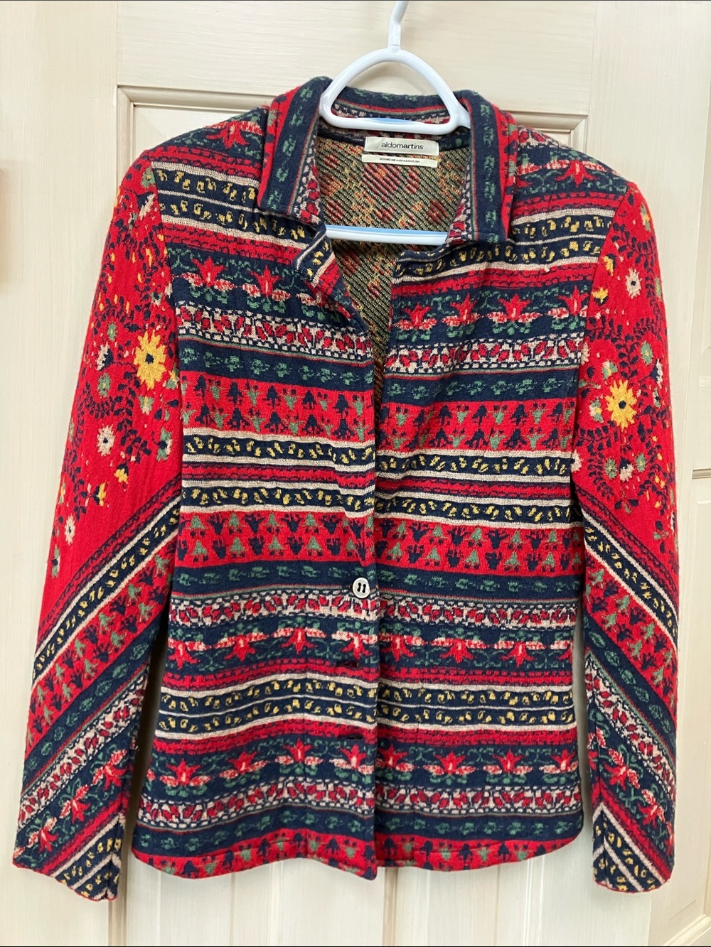 Aldo Martins Red, Green and Yellow Patterned Wool Jacket